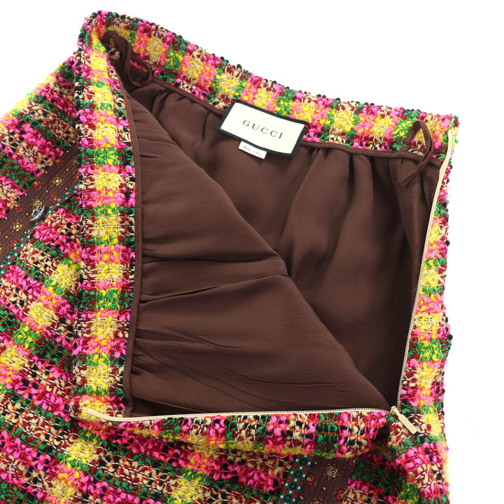 Excellent GUCCI Long skirt Lion button tweed multicolor 36 596980