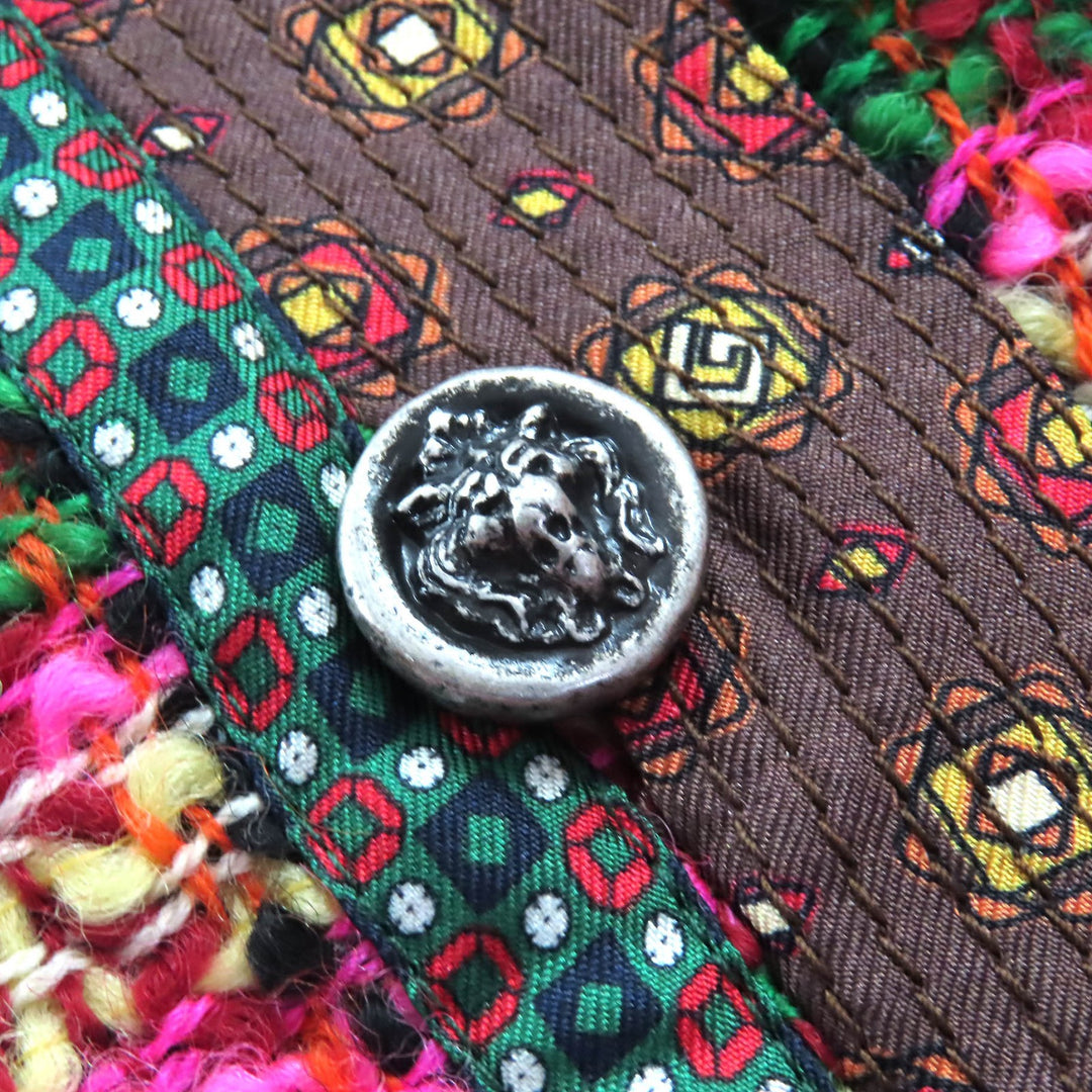Excellent GUCCI Long skirt Lion button tweed multicolor 36 596980