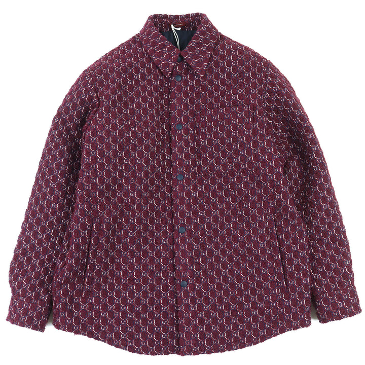 新品 GUCCI ジャケット GGジャカード 長袖 パッド入りシャツ ワインレッド 48 787904