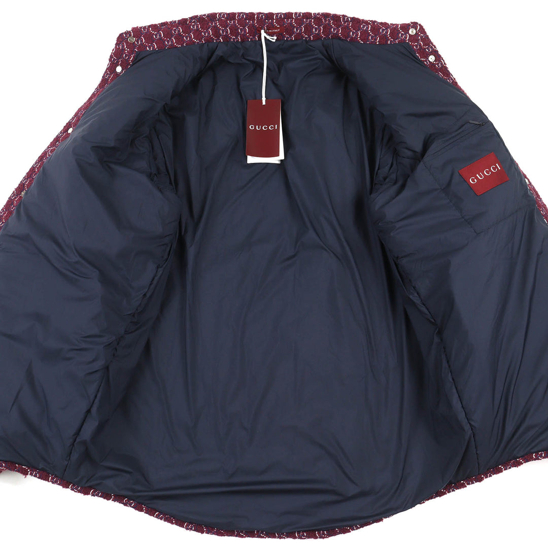 新品 GUCCI ジャケット GGジャカード 長袖 パッド入りシャツ ワインレッド 48 787904