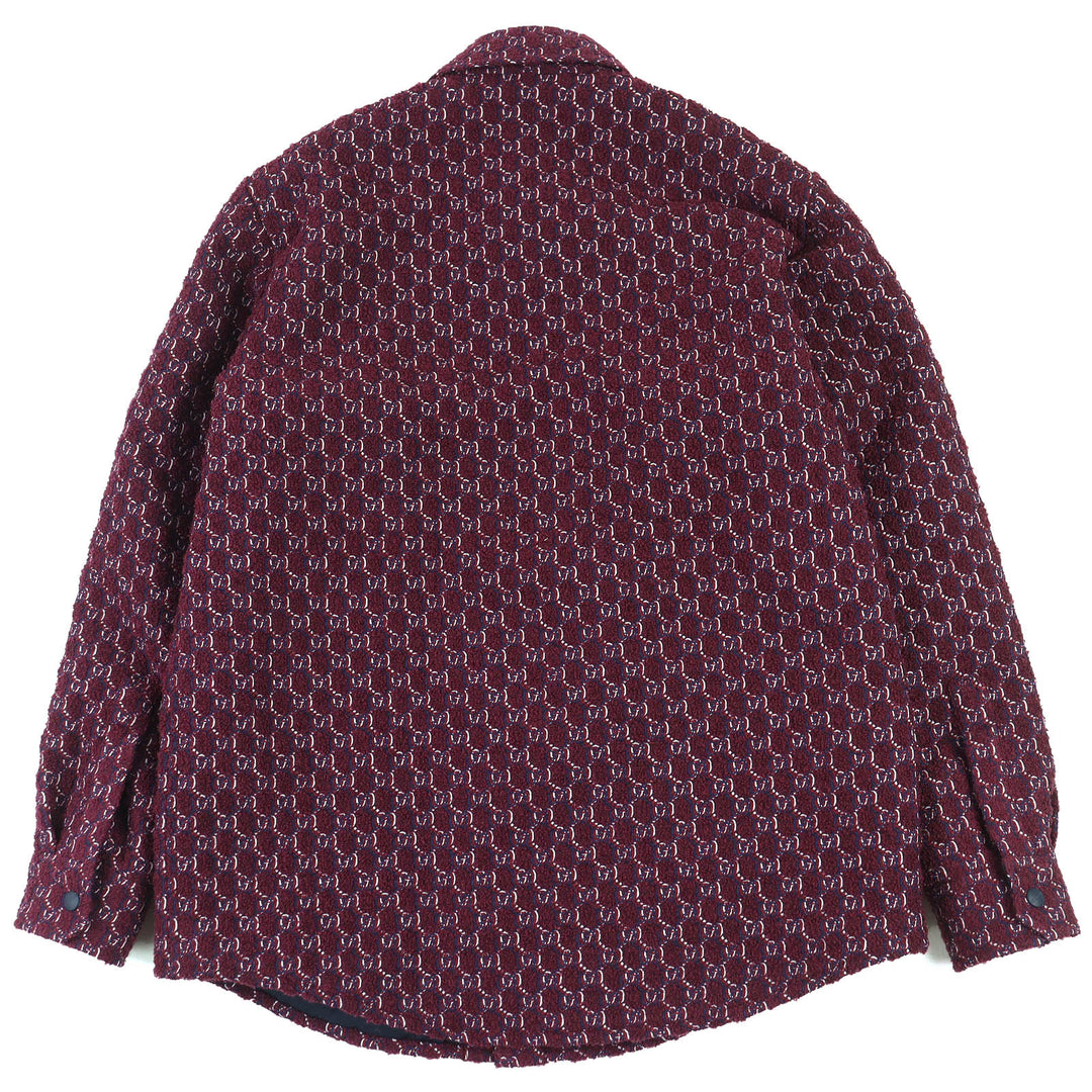 新品 GUCCI ジャケット GGジャカード 長袖 パッド入りシャツ ワインレッド 48 787904