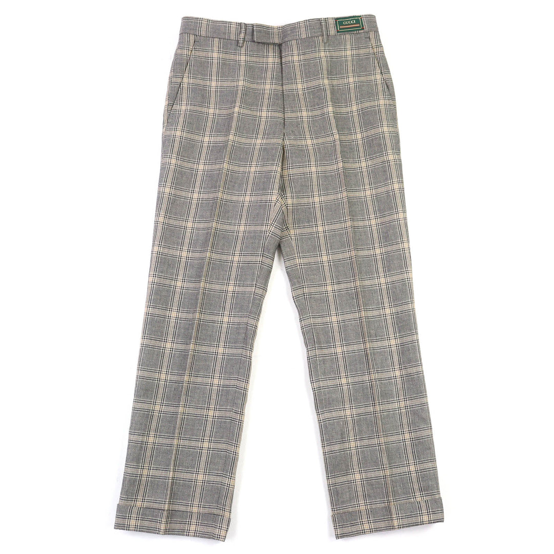 Excellent GUCCI Pants Boutique Glen Check Center Press Slacks mens 44 707294