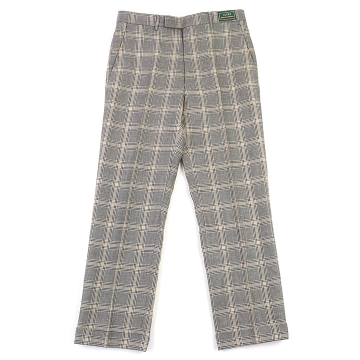 Excellent GUCCI Pants Boutique Glen Check Center Press Slacks mens 44 707294