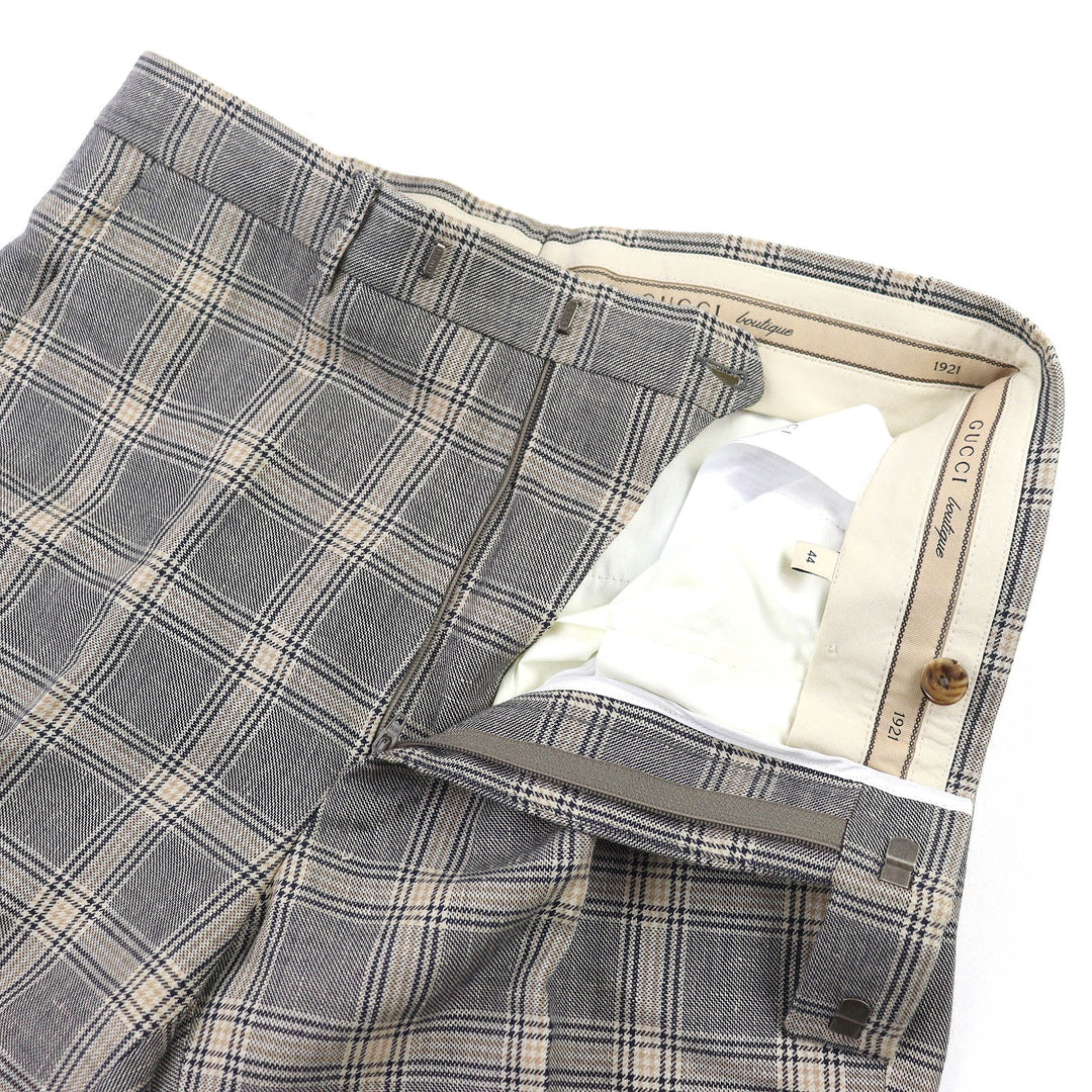 Excellent GUCCI Pants Boutique Glen Check Center Press Slacks mens 44 707294