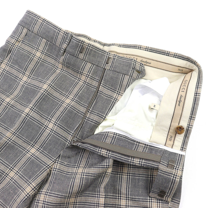 Excellent GUCCI Pants Boutique Glen Check Center Press Slacks mens 44 707294