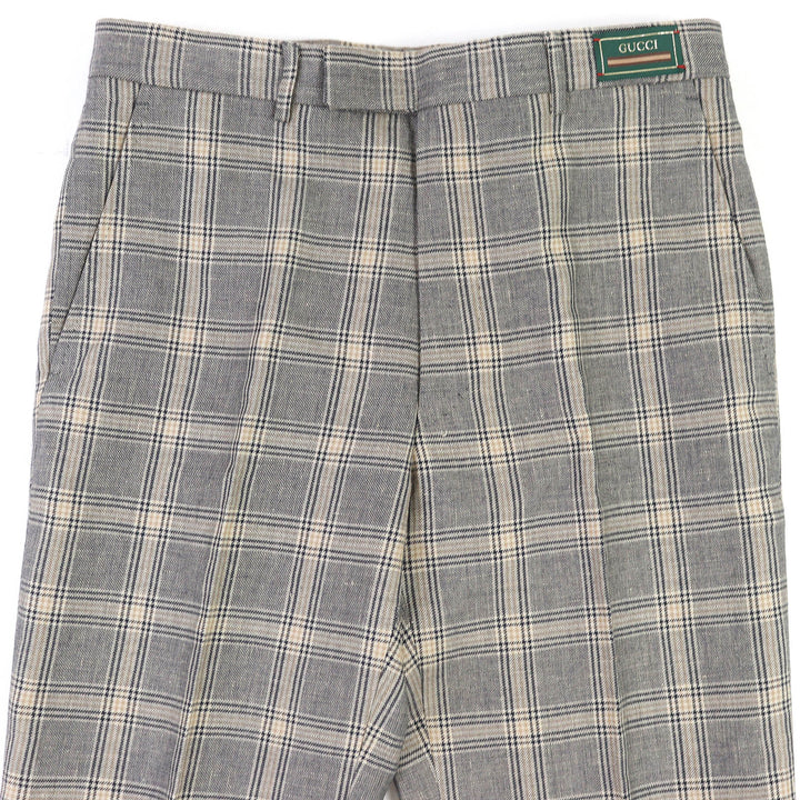 Excellent GUCCI Pants Boutique Glen Check Center Press Slacks mens 44 707294