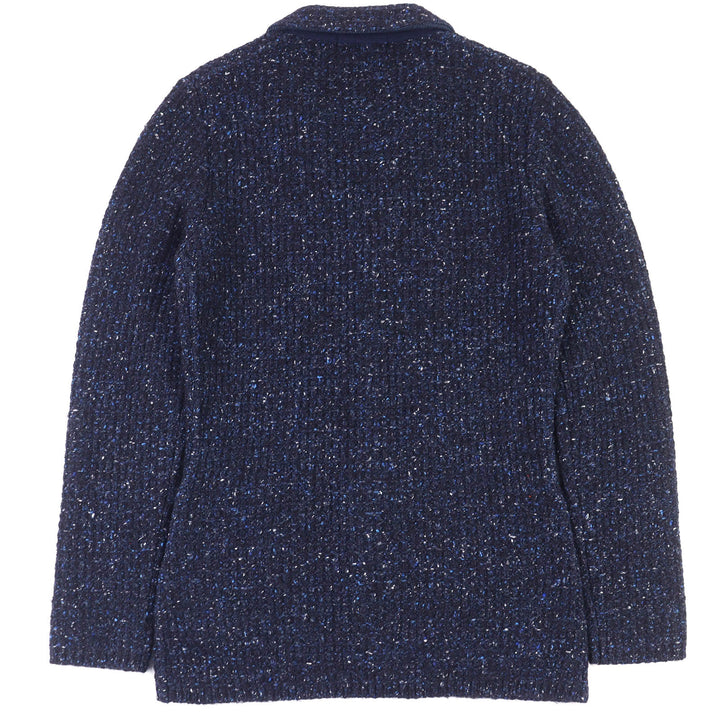 美品 LARDINI ラルディーニ テーラードジャケット ウールツイードニット シングル ネイビー ウール S JSLJM70