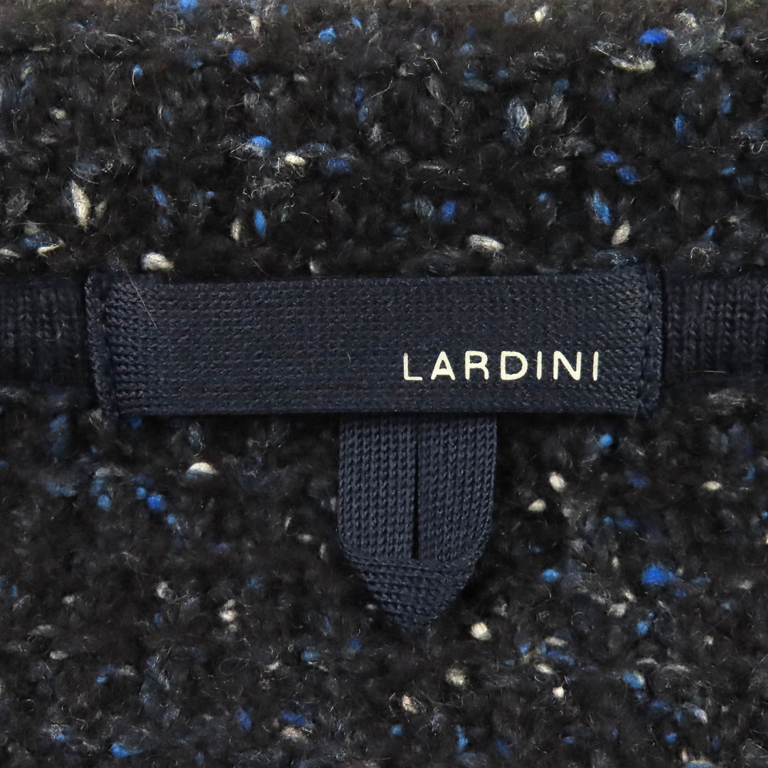 美品 LARDINI ラルディーニ テーラードジャケット ウールツイードニット シングル ネイビー ウール S JSLJM70