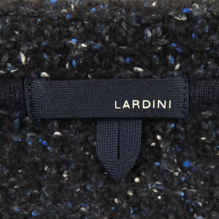 美品 LARDINI ラルディーニ テーラードジャケット ウールツイードニット シングル ネイビー ウール S JSLJM70