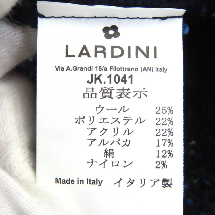 美品 LARDINI ラルディーニ テーラードジャケット ウールツイードニット シングル ネイビー ウール S JSLJM70