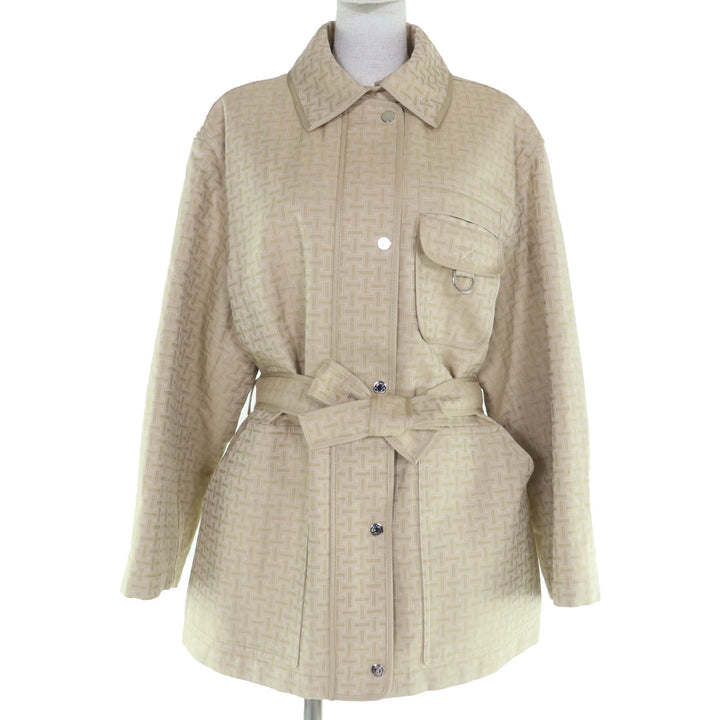 HERMES コート H モザイク サファリジャケット ベージュ コットン レディース 40 2H0117DP 美品