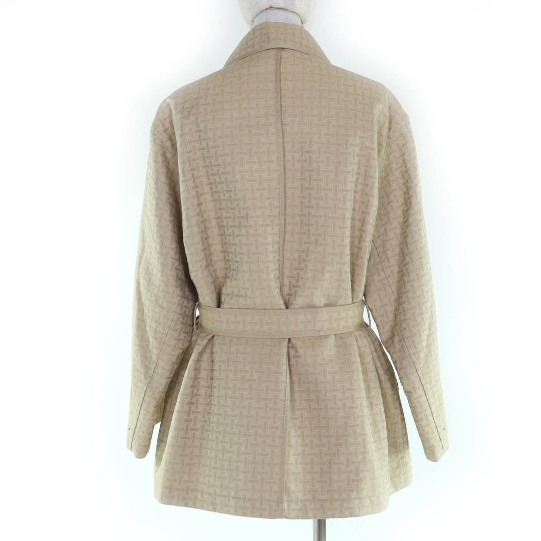 HERMES コート H モザイク サファリジャケット ベージュ コットン レディース 40 2H0117DP 美品