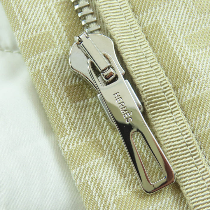 HERMES コート H モザイク サファリジャケット ベージュ コットン レディース 40 2H0117DP 美品