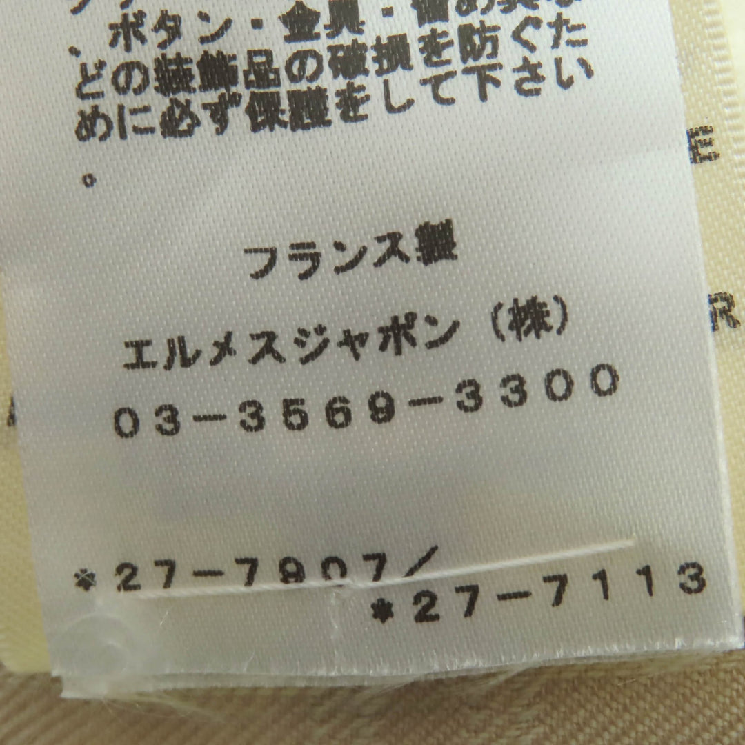 HERMES コート H モザイク サファリジャケット ベージュ コットン レディース 40 2H0117DP 美品