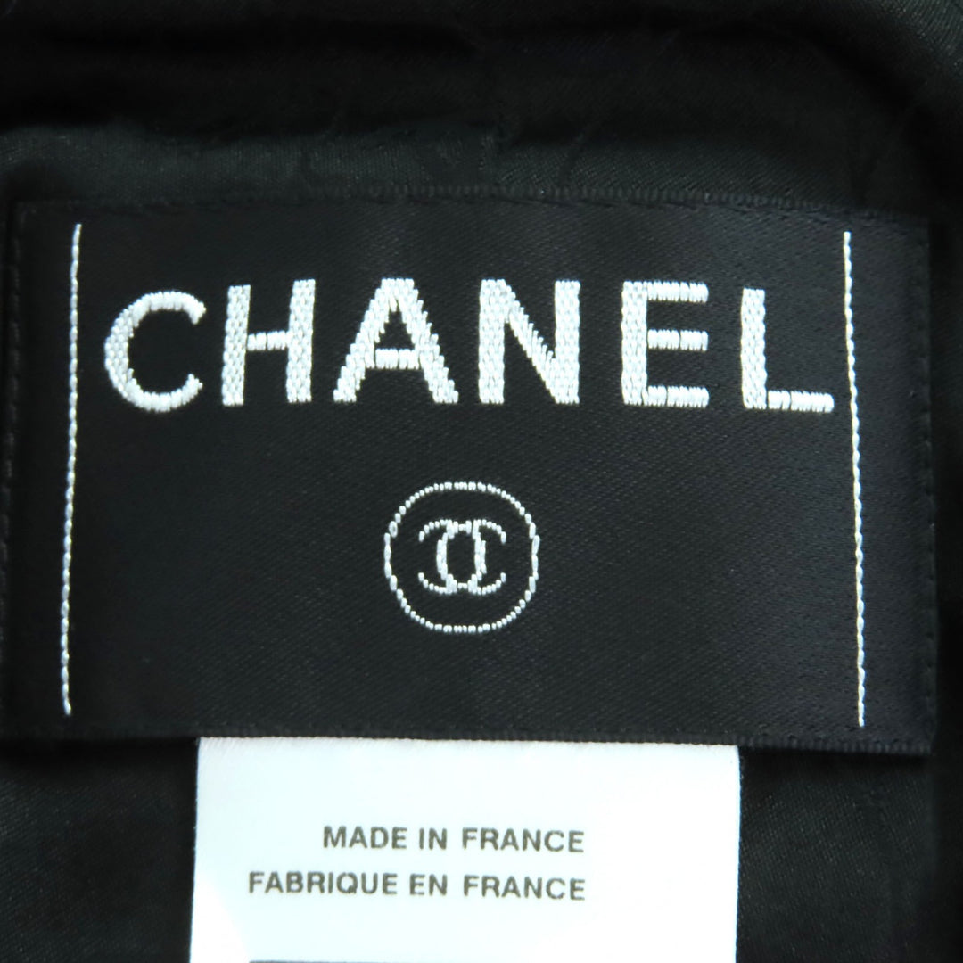 素晴らしい CHANEL ツーピースセット ブラック ブルー ウール レディース 40 02A P20280