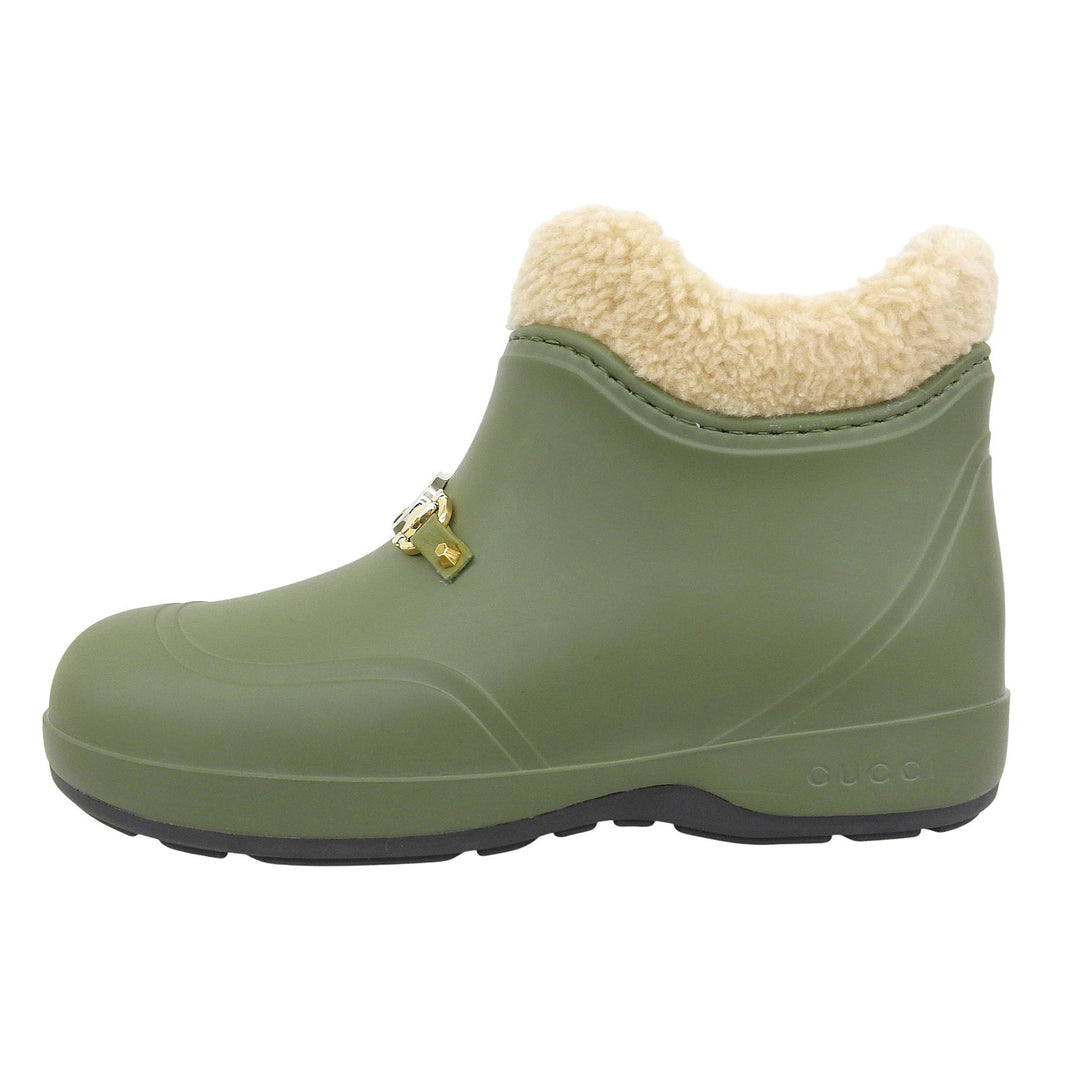 Pristine GUCCI short boots Khaki green rubber Women 38 627890