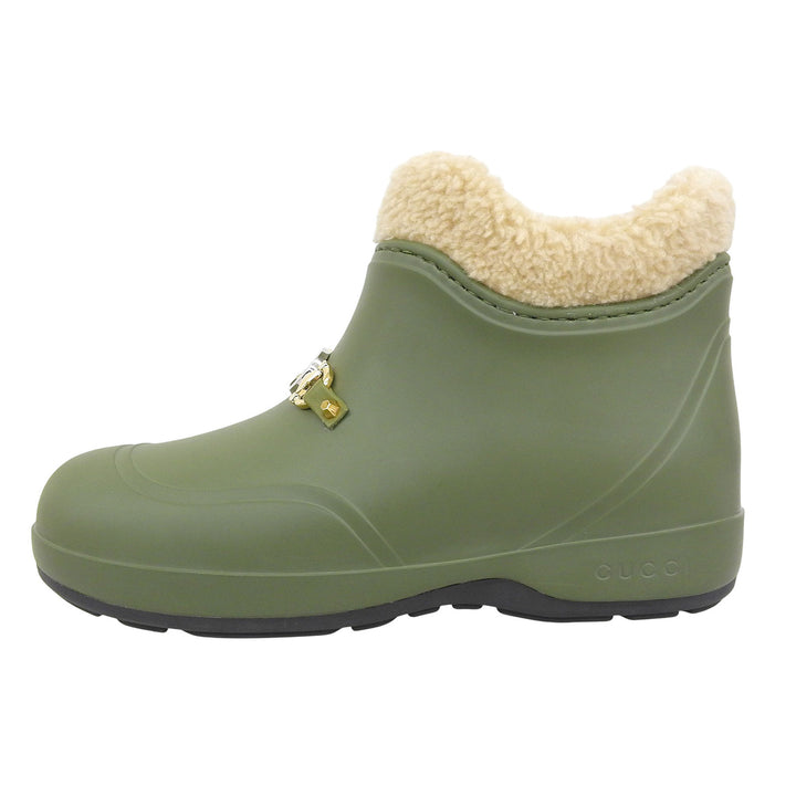 Pristine GUCCI short boots Khaki green rubber Women 38 627890