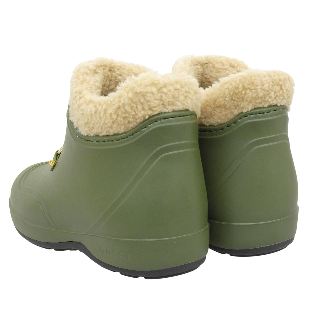 Pristine GUCCI short boots Khaki green rubber Women 38 627890