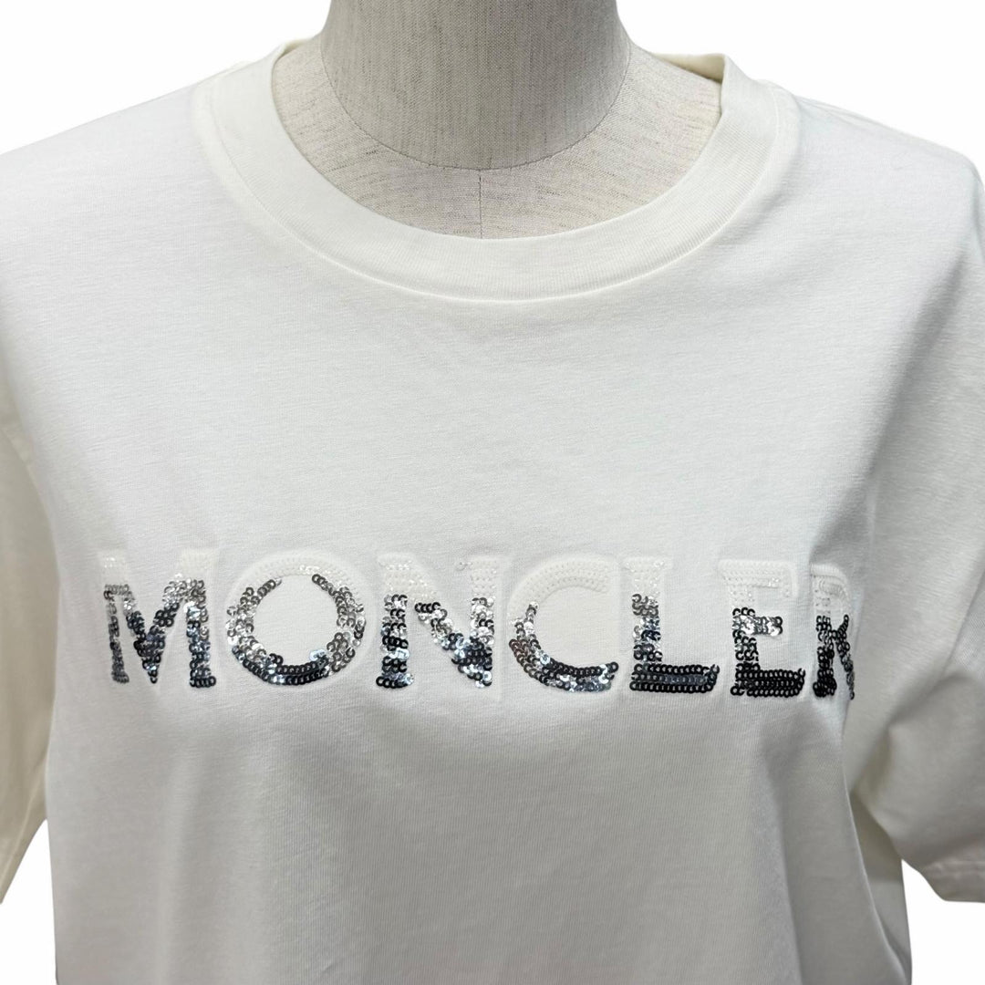Excellent MONCLER Short sleeve T-shirt Ivory cotton Women M