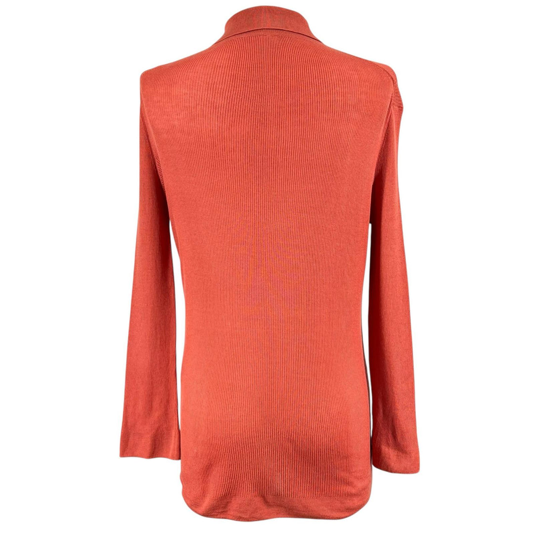 Great HERMES cardigan Silk-blend shirt Orange silk Women
