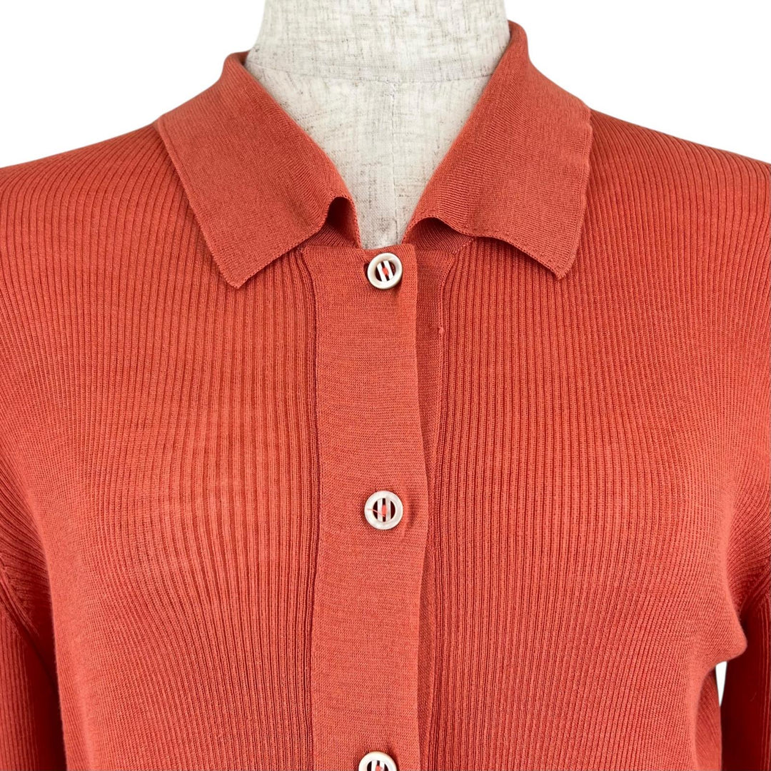 Great HERMES cardigan Silk-blend shirt Orange silk Women