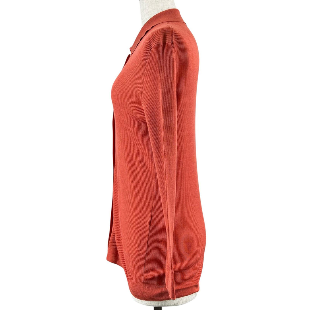 Great HERMES cardigan Silk-blend shirt Orange silk Women