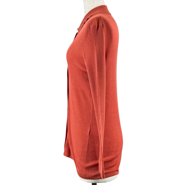Great HERMES cardigan Silk-blend shirt Orange silk Women