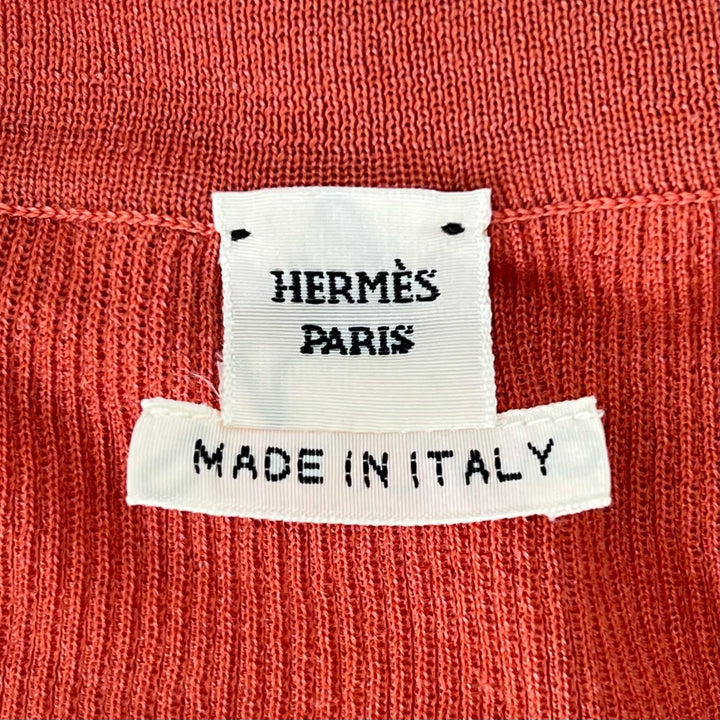 Great HERMES cardigan Silk-blend shirt Orange silk Women