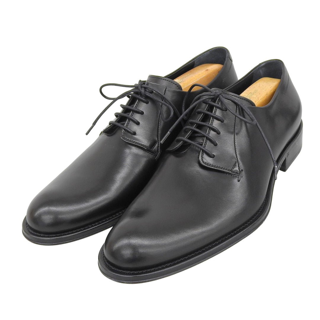 Pristine GIORGIO ARMANI Leather shoes Plain Toe Lace Up black leather mens 41