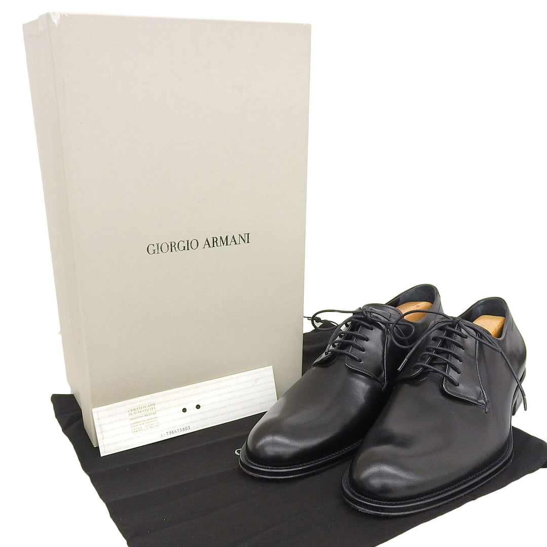 Pristine GIORGIO ARMANI Leather shoes Plain Toe Lace Up black leather mens 41
