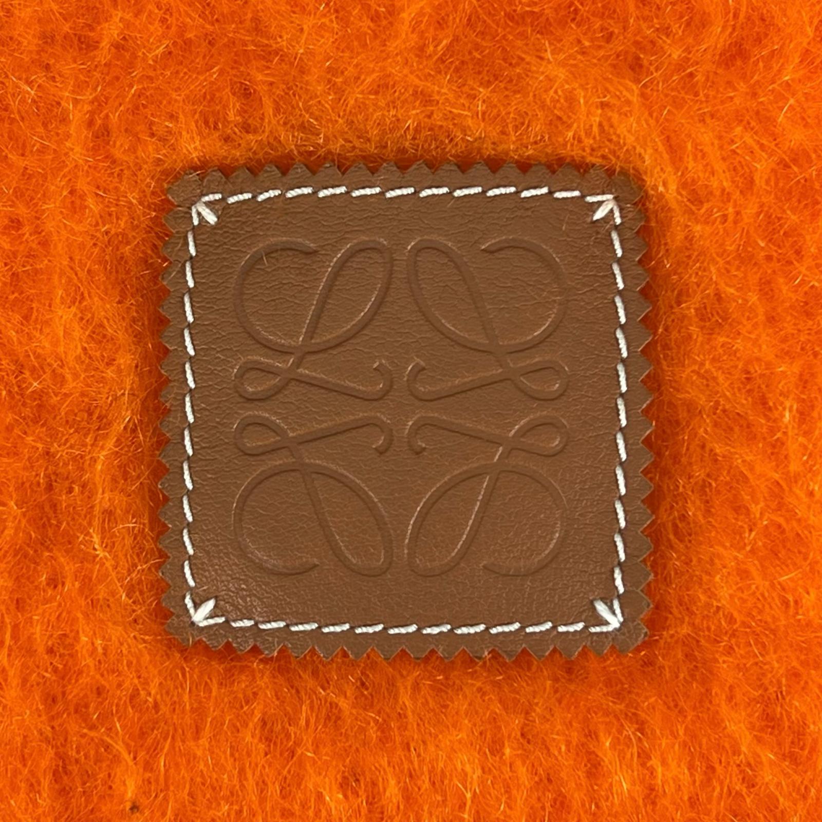 Excellent LOEWE Scarf Anagram leather patch Orange mohair Women