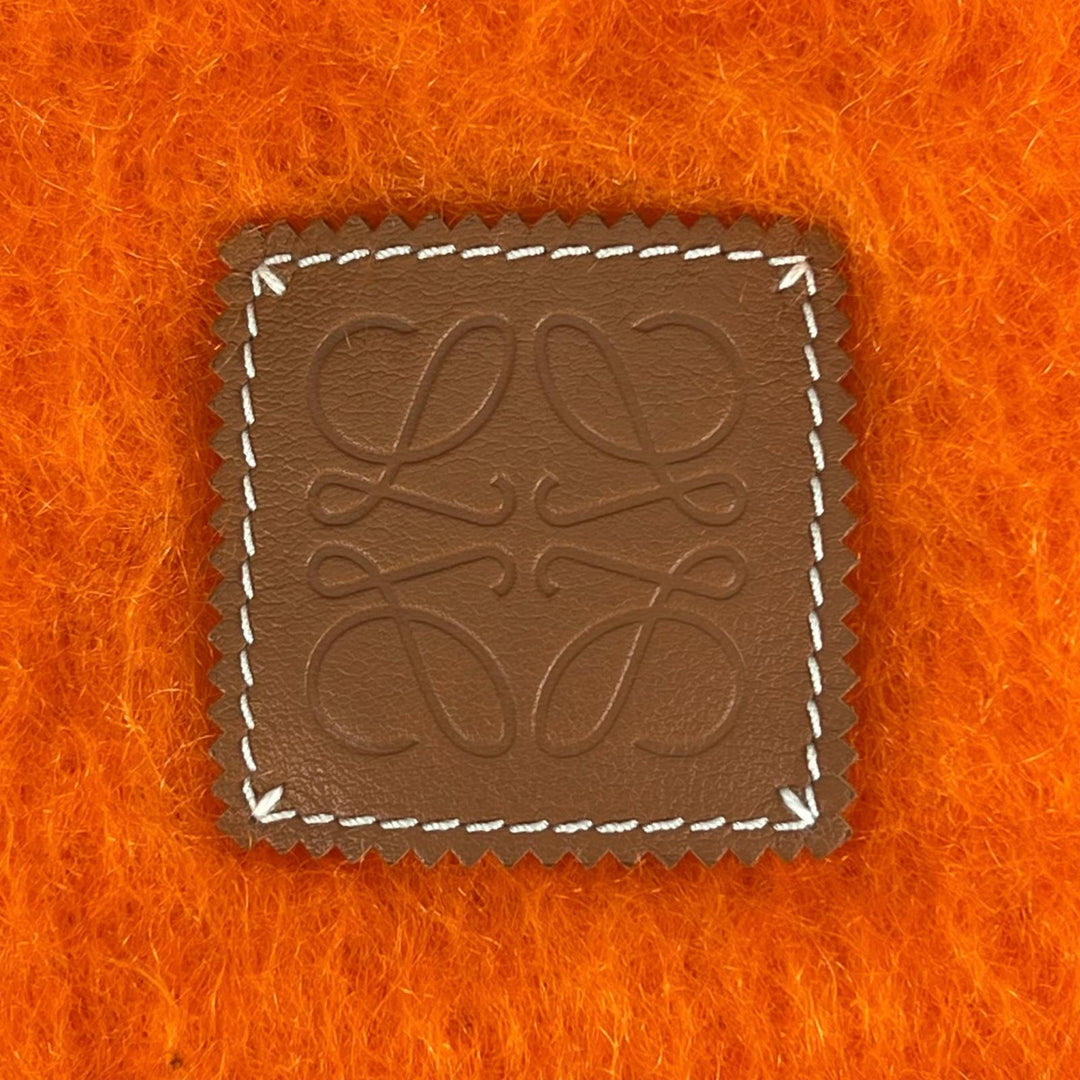 Excellent LOEWE Scarf Anagram leather patch Orange mohair Women