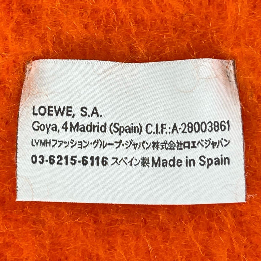 Excellent LOEWE Scarf Anagram leather patch Orange mohair Women