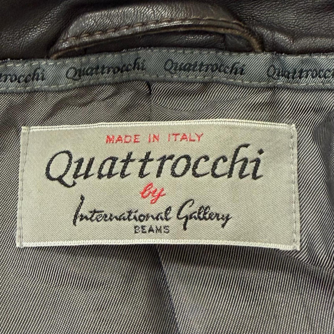 Discounted Excellent QUATTROCCHI Leather jacket Stand collar Dark brown