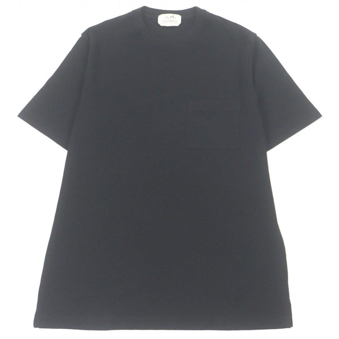 Pristine HERMES Short sleeve T-shirt H logo embroidery black