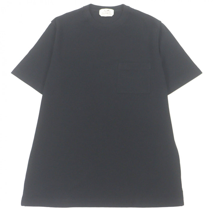 Pristine HERMES Short sleeve T-shirt H logo embroidery black