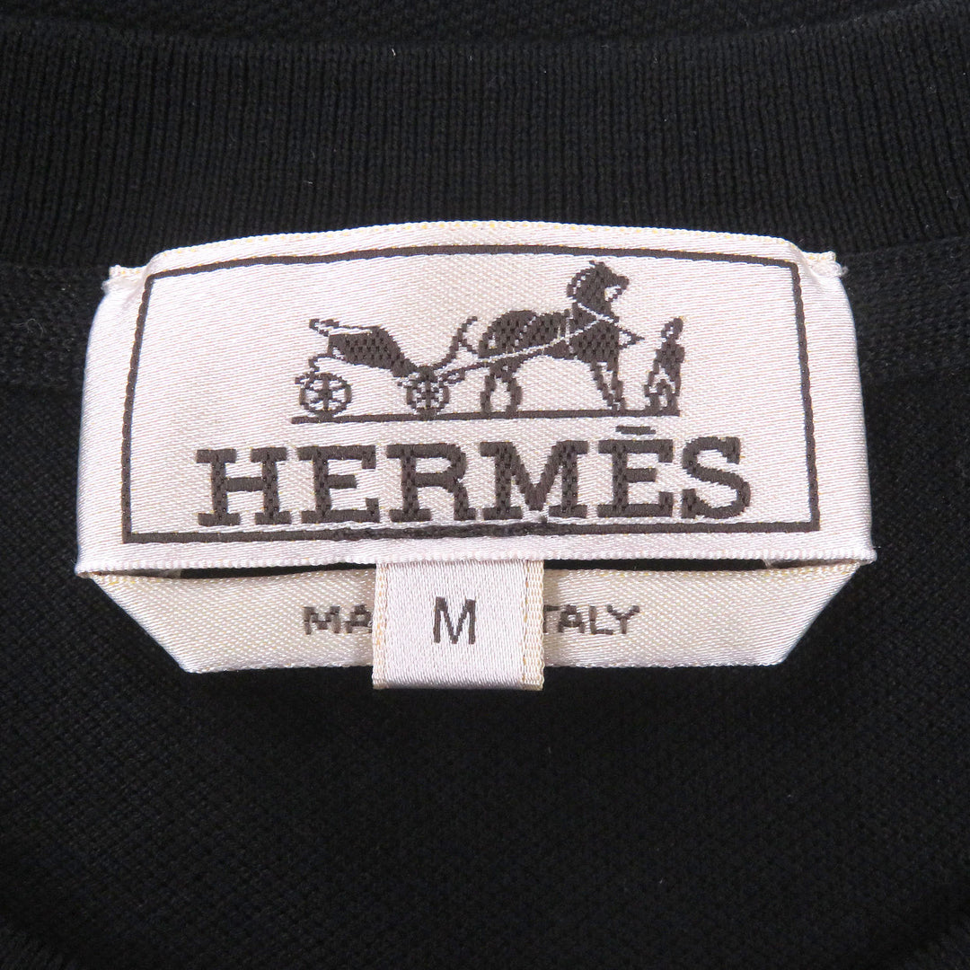 Pristine HERMES Short sleeve T-shirt H logo embroidery black
