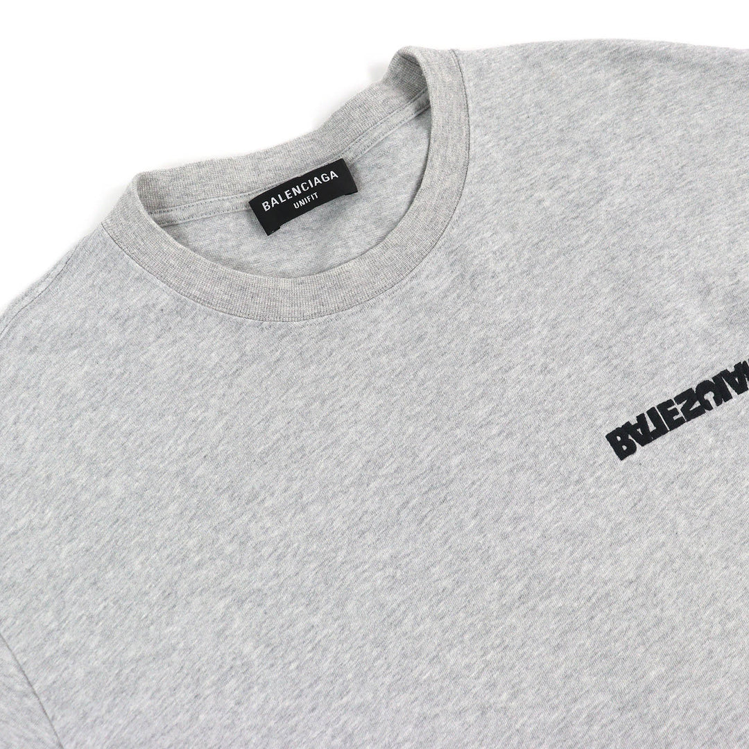 Excellent BALENCIAGA Short sleeve T-shirt Turn Logo Crew Neck gray 2 675016