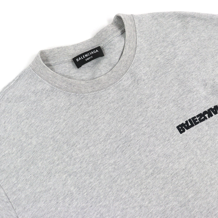 Excellent BALENCIAGA Short sleeve T-shirt Turn Logo Crew Neck gray 2 675016