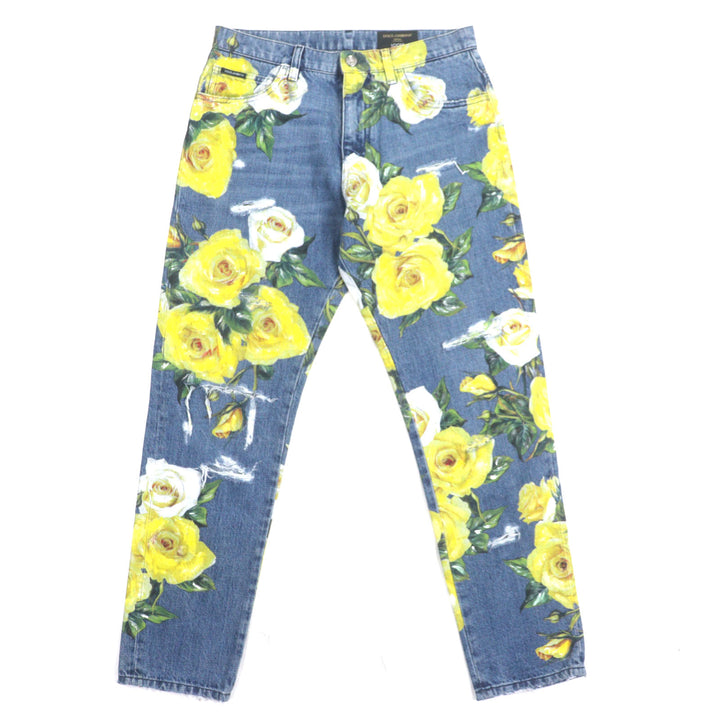 素晴らしい DOLCE&amp;GABBANA パンツ ブルーイエロー コットン メンズ 44