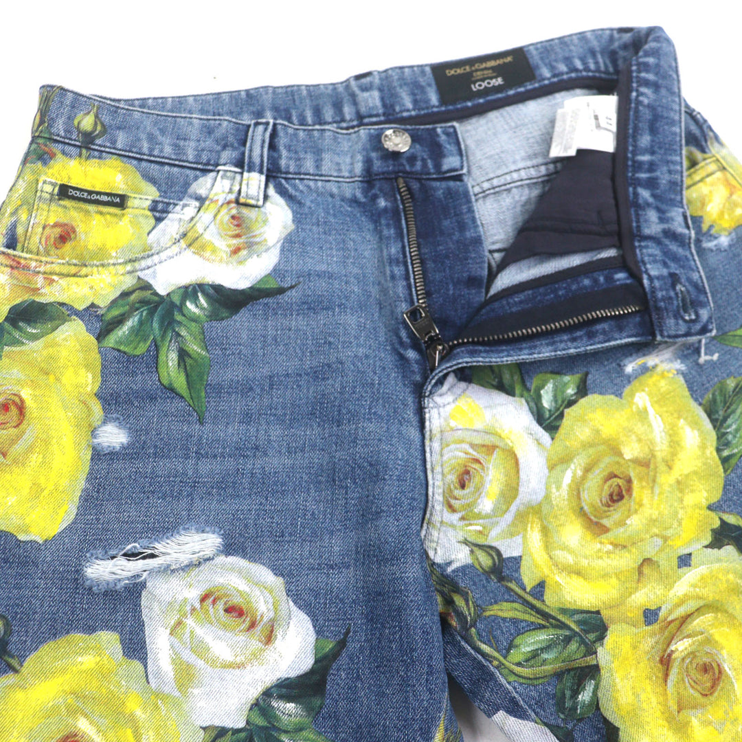 素晴らしい DOLCE&amp;GABBANA パンツ ブルーイエロー コットン メンズ 44