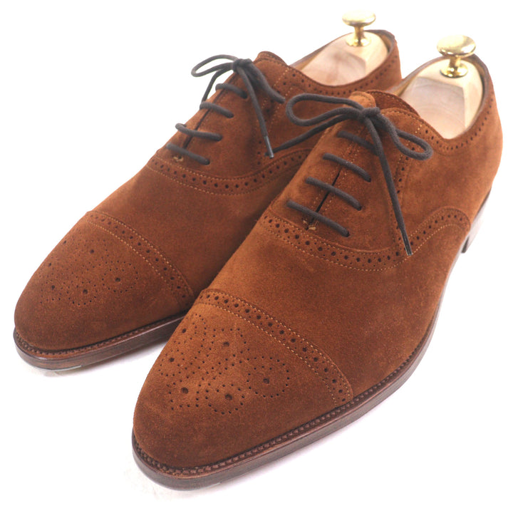 Pristine John Lobb Leather shoes SAUNTON Thornton Brown Suede leather mens 8