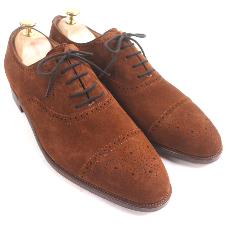 Pristine John Lobb Leather shoes SAUNTON Thornton Brown Suede leather mens 8