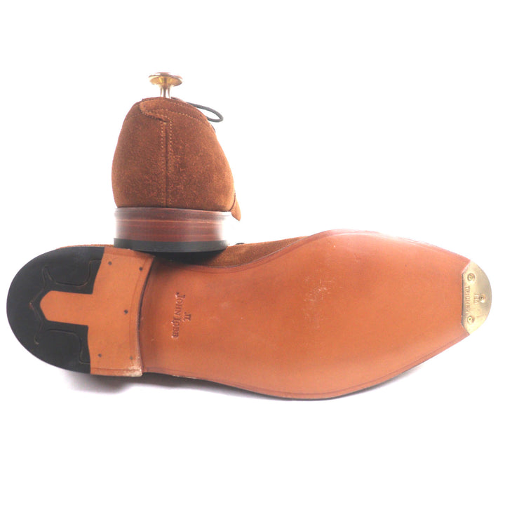 Pristine John Lobb Leather shoes SAUNTON Thornton Brown Suede leather mens 8