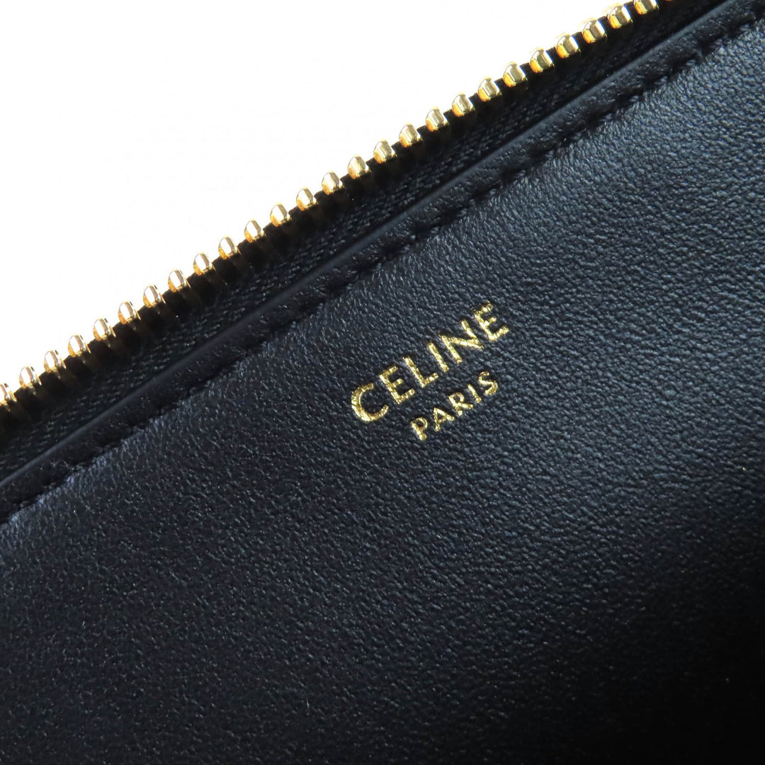 CELINE 女士黑色小牛皮 Triomphe 拉链手拿包 10N073GEZ