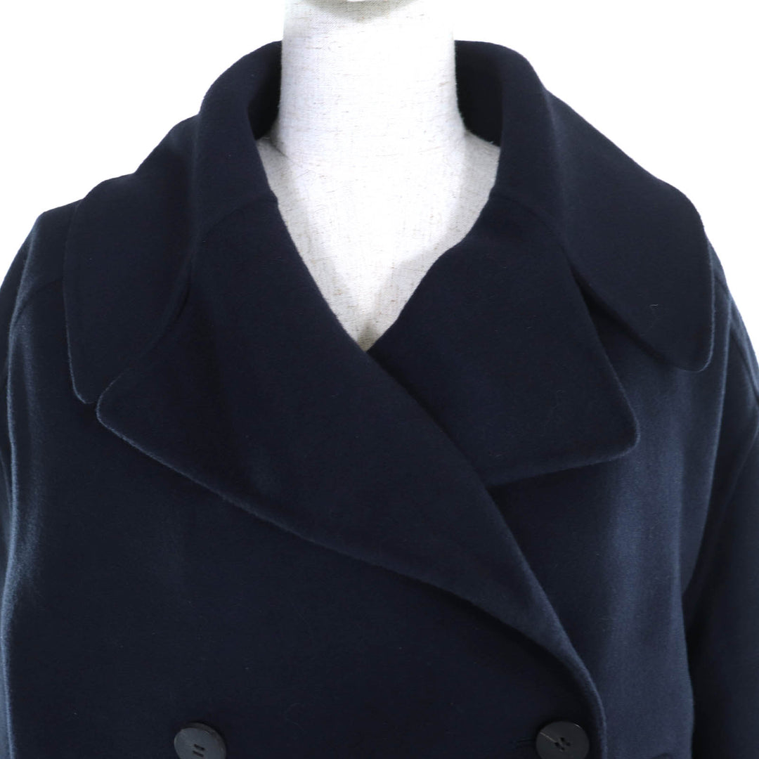 精美 Christian Dior 双排扣海军蓝羊绒大衣，女款 44 码，货号 940C02A0005