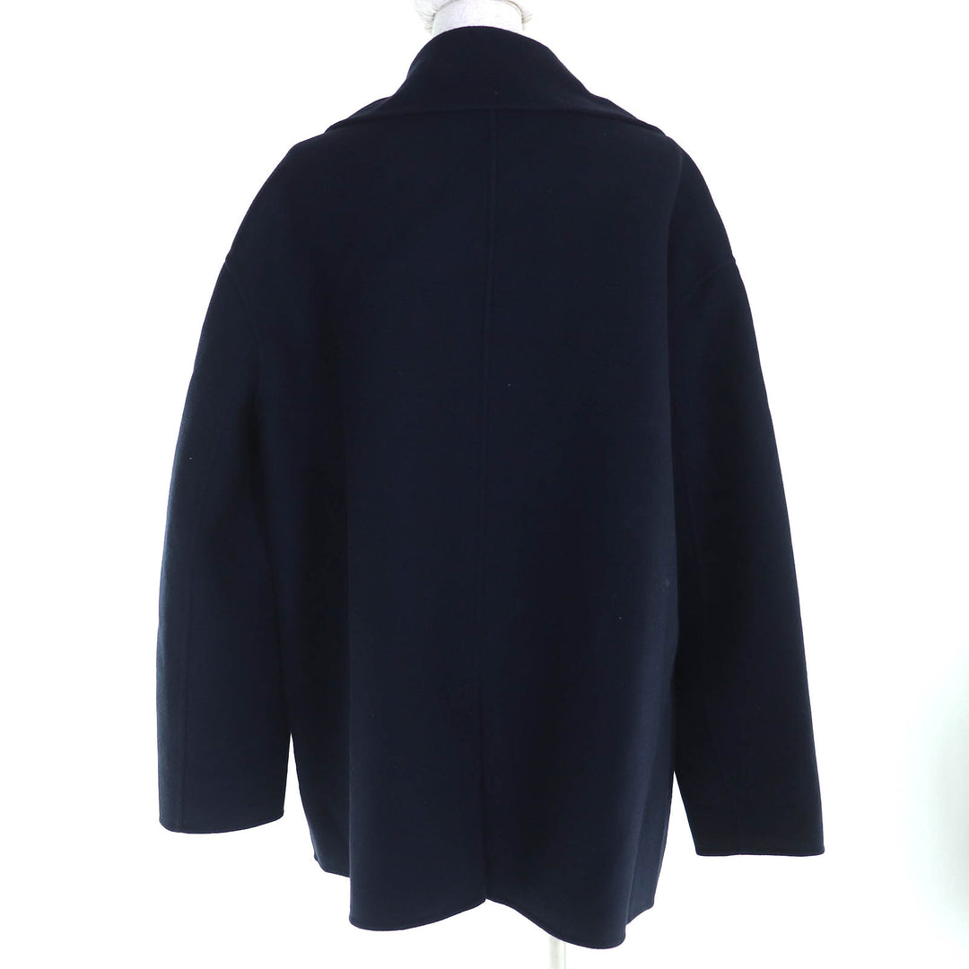 精美 Christian Dior 双排扣海军蓝羊绒大衣，女款 44 码，货号 940C02A0005