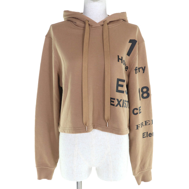 素晴らしいBURBERRYパーカー ホースフェリープルオーバー ブラウン ブラック コットン レディース XS 8060701