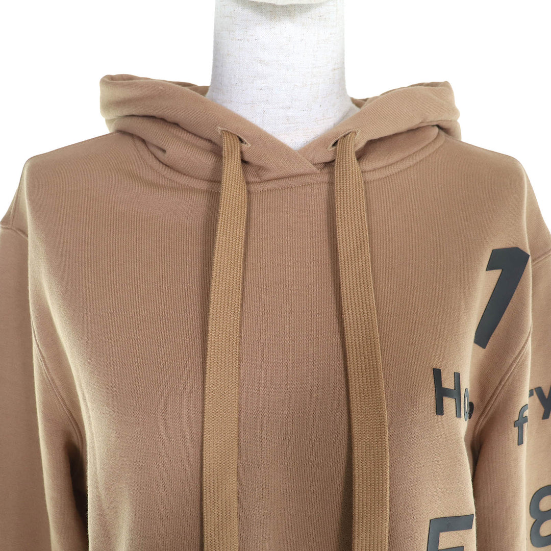 素晴らしいBURBERRYパーカー ホースフェリープルオーバー ブラウン ブラック コットン レディース XS 8060701