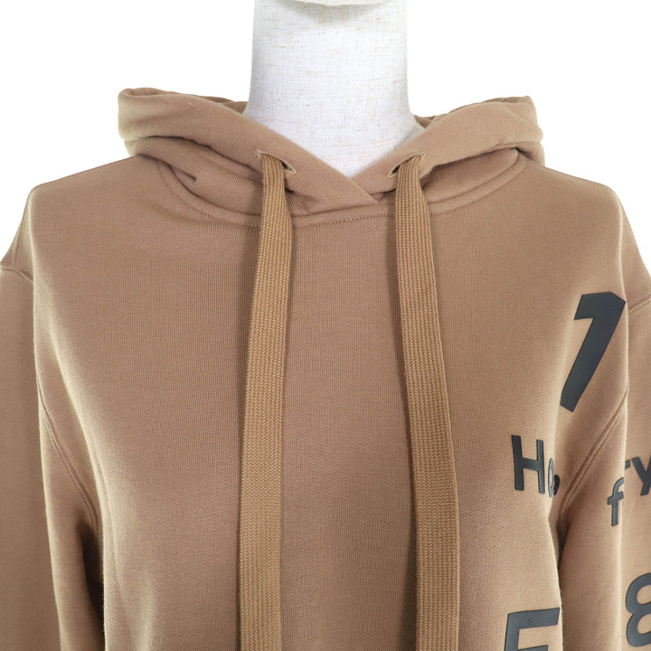 素晴らしいBURBERRYパーカー ホースフェリープルオーバー ブラウン ブラック コットン レディース XS 8060701